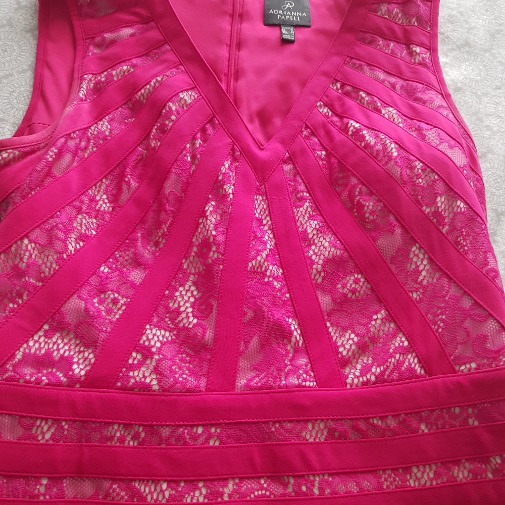 Adrianna Pappel fuschia front lace dress size 10